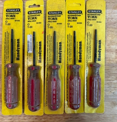 Stanley T20 Torx Screw Driver USA lot of 5 *NEW* old stock