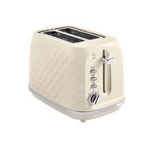Diamond Textured 2 Slice Toaster White Black Grey Yellow Beige Reheat Defrost