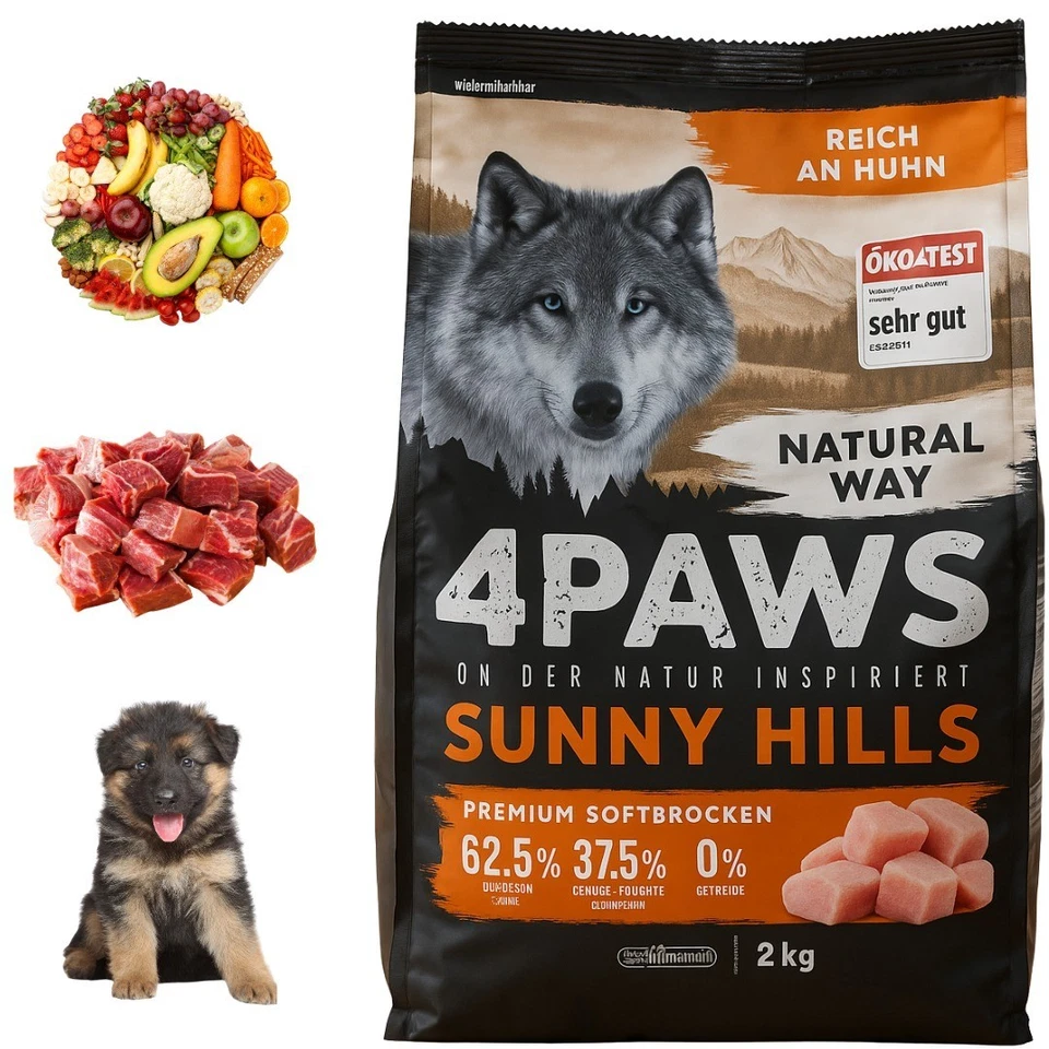 4x 2Kg 4 PAWS Hundetrockenfutter Huhn Vorratspack - Bild 3 von 4