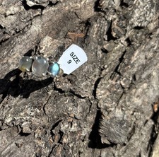 Genuine Labradorite 3 Stone Solid Sterling Silver 925 Ring Size 9