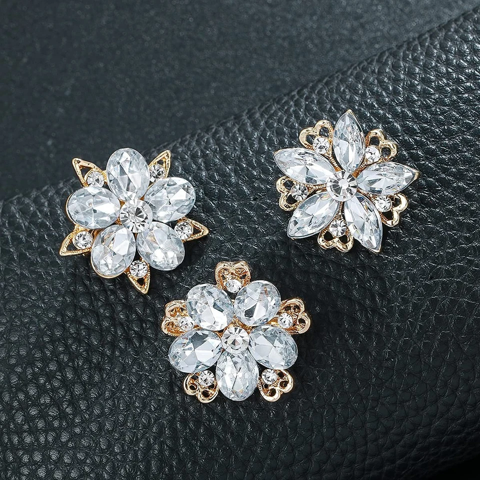 Women's Lot 12pcs Crystal Rhinestone Marquise Teardrop Flower Brooch Pin Set ... - Image 4 of 4