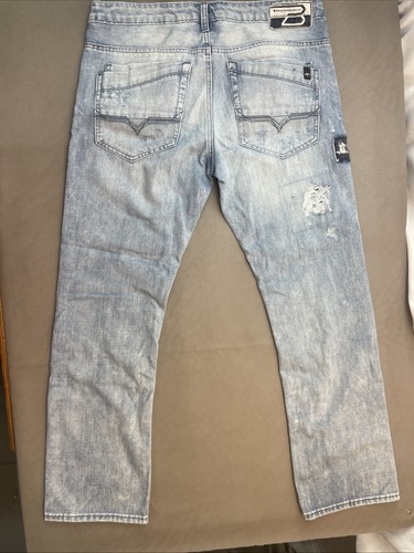 Buffalo David Bitton Jeans Mens 33x30 Blue Slim Straight Distressed Denim - Picture 4 of 5