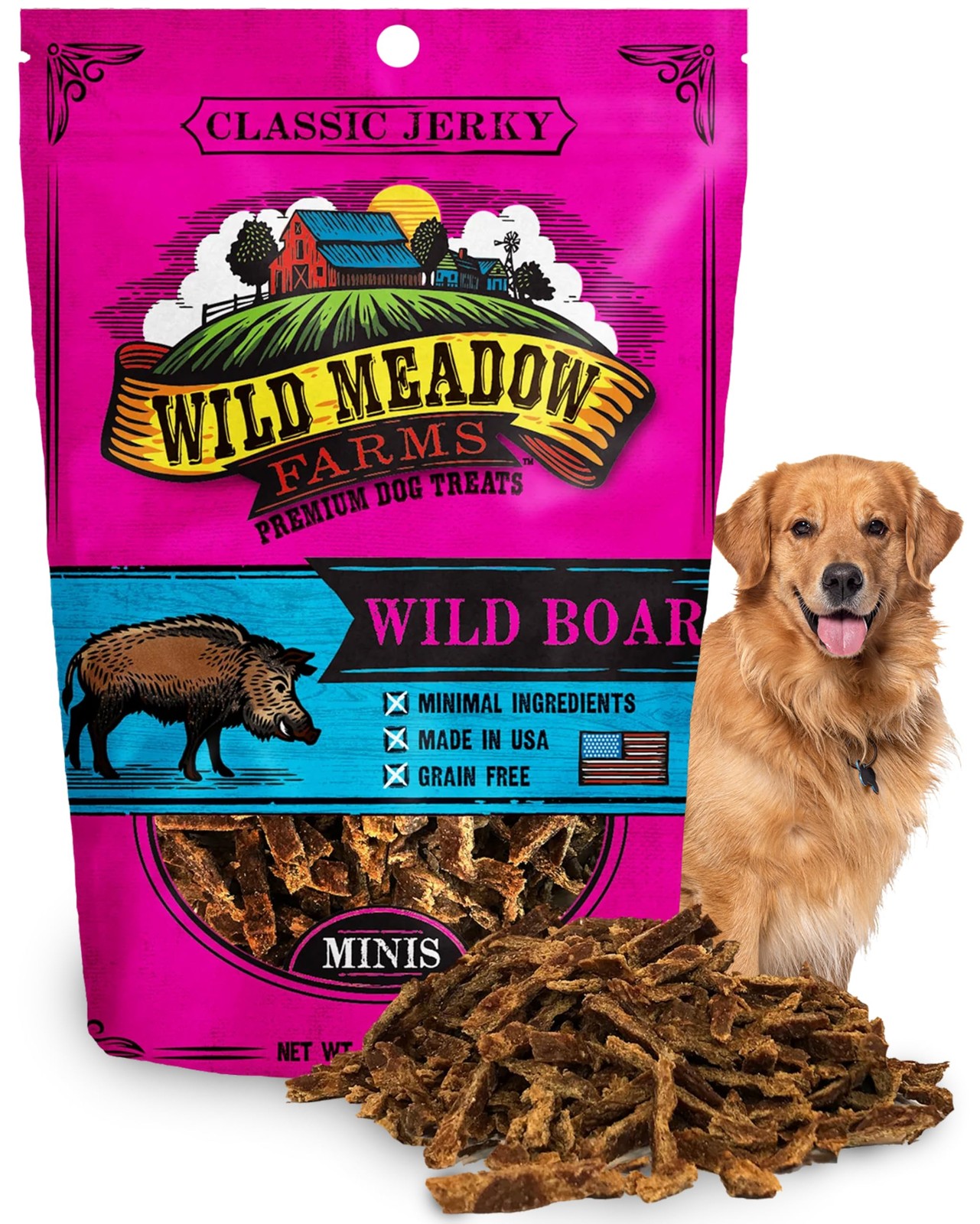 - Classic Wild Boar Minis, Soft Jerky Training Treats for Do