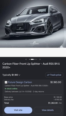 Carbon Fiber Front Lip Splitter - Audi RS5 B9.5 2020+