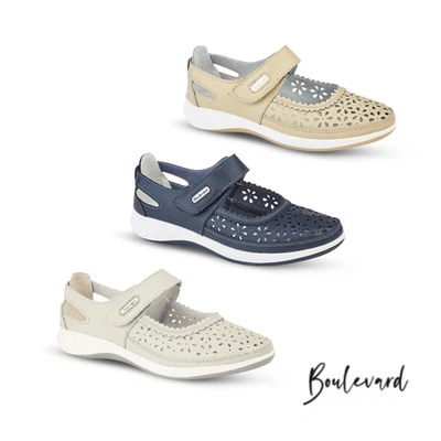 Womens Wide Fit Shoes Boulevard Mary Jane EEE Fit Comfort Sandals Summer Ladies - Image 1 of 4