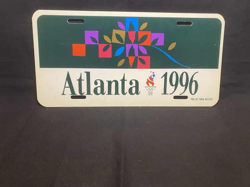 Vintage Official 1996 Atlanta Olympic Games Plastic Booster License Plate