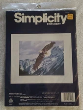 VTG SIMPLICITY NEEDLEPOINT CREWEL KIT "WINGS OVER WINTER" Eagle 18 x 14