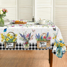 Spring Summer Tablecloth 60X84 Inch, Rectangular Botany Tablecloth
