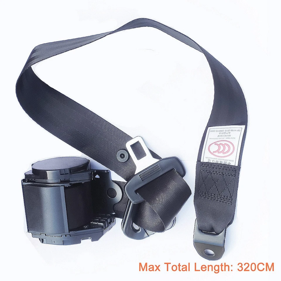 For Toyota Universal 3-Point Retractable Car Seat Belt Kit Black+20cm Hard Stalk - image 4 of 4