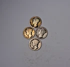 1916-D+1926+1929-S+1931 Mercury Dime Set/Lot * W/ KEY DATE * 90% Silver * XDL081
