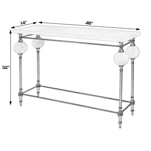 Butler Specialty Company Amadeo 48"W Rectangle Stone & Metal Console Table White - Picture 7 of 13
