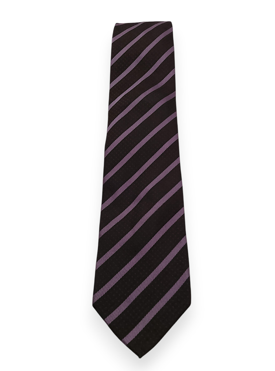 Thomas Nash Polyester Tie – Brown & Purple Striped Men’s Retro 2000s Formalwear image 2