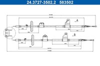 NEU - ATE 24.3727-3502.2 Seilzug, Feststellbremse FüR Opel