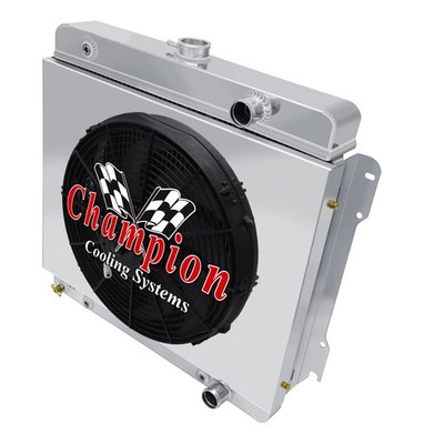 Atom Champion 3 Row Radiator,16'' Fan,Shroud for 1974-1979 Dodge Ramcharger L6