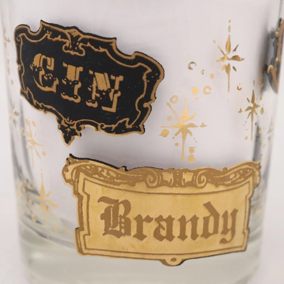 4 West Virginia Glass Co. Etiquetas de licor óculos duplos antiquados vintage MCM - Imagem 2 de 4