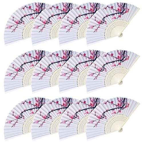 12 Stck. Zarte Kirschblüte Klapphandventilator Japanisch 12 Stck. Kirschventilatoren
