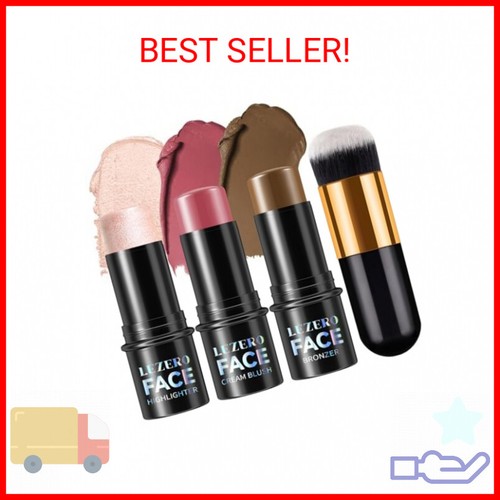 3Pcs Cream Contour Stick Makeup Kit, Shades with Highlighter Stick,Blush Stick a