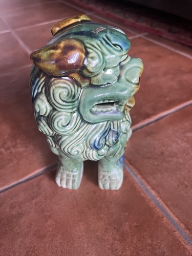 Juego de 2 pares de leones guardianes chinos de cerámica esmaltada vintage de 9” de alto - Imagen 14 de 15