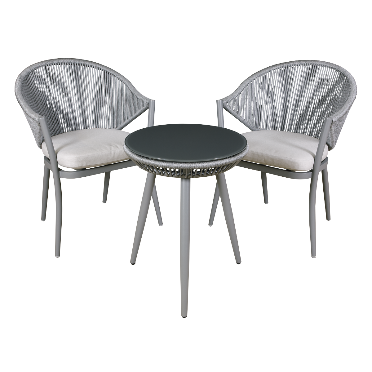 Dellonda Echo 3pc Aluminium Balcony Set with Tempered Glass Top - DG58