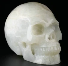 Huge 5.0" Xiuyan Jade Carved Crystal Skull, Realistic, Crystal Healing
