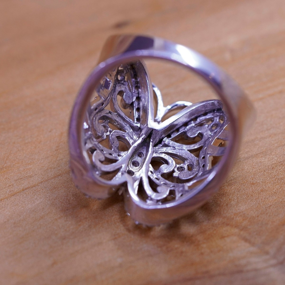 Size 10, vintage SJD Sterling silver ring, 925 butterfly Size 10, vintage SJD Sterling silver ring, 925 butterfly