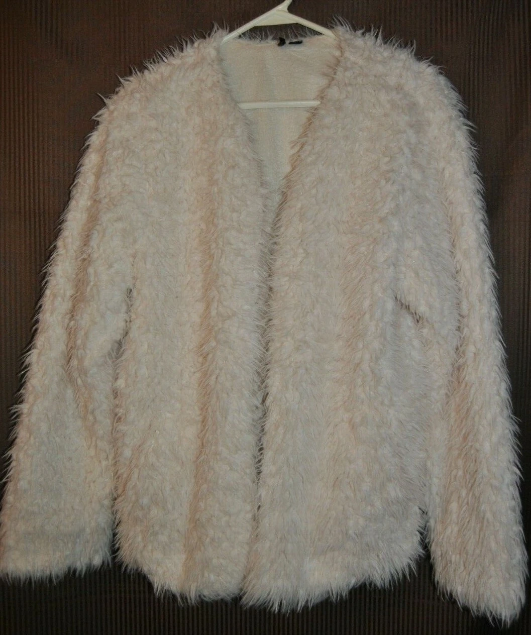 OFF WHITE Giacca reversibile donna KENSIE bianco sporco pile peloso taglia S M