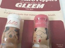 NEW GLEEM Unopened antique vintage salt and pepper shakers BOY GIRL Japan Sealed