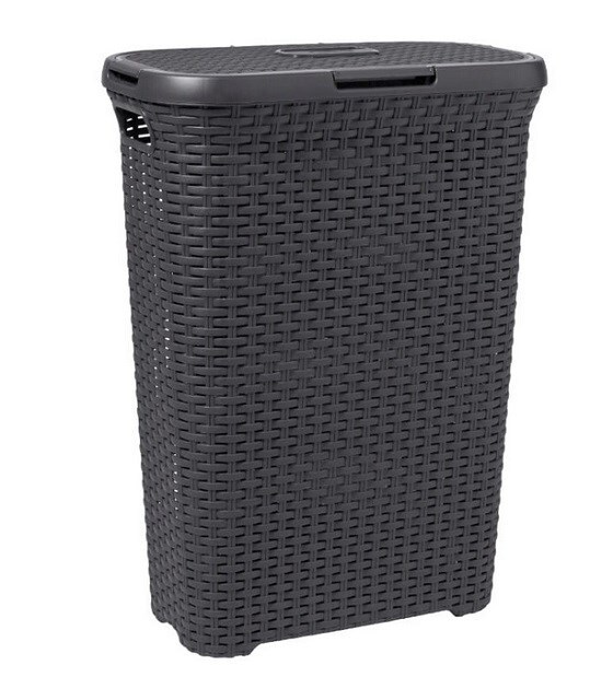 3253920707031 Curver NATURAL STYLE Wäschekorb 60L Dunkelgrau CURVER