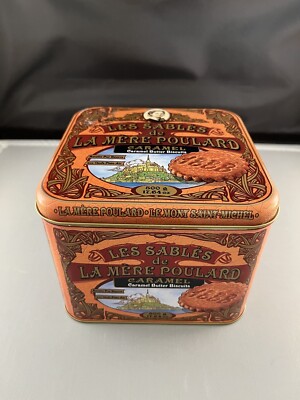 Empty Cookie Biscuit Tin Box ~ LES Sables de LA Mere Poulard Pur Burre ~ FRANCE