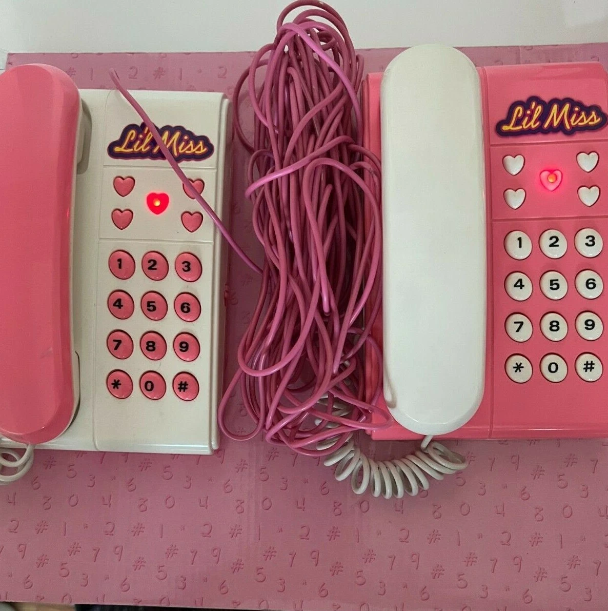Polyfect Toys LilMiss Vintage Pink and White Electronic Telephone Intercom Set