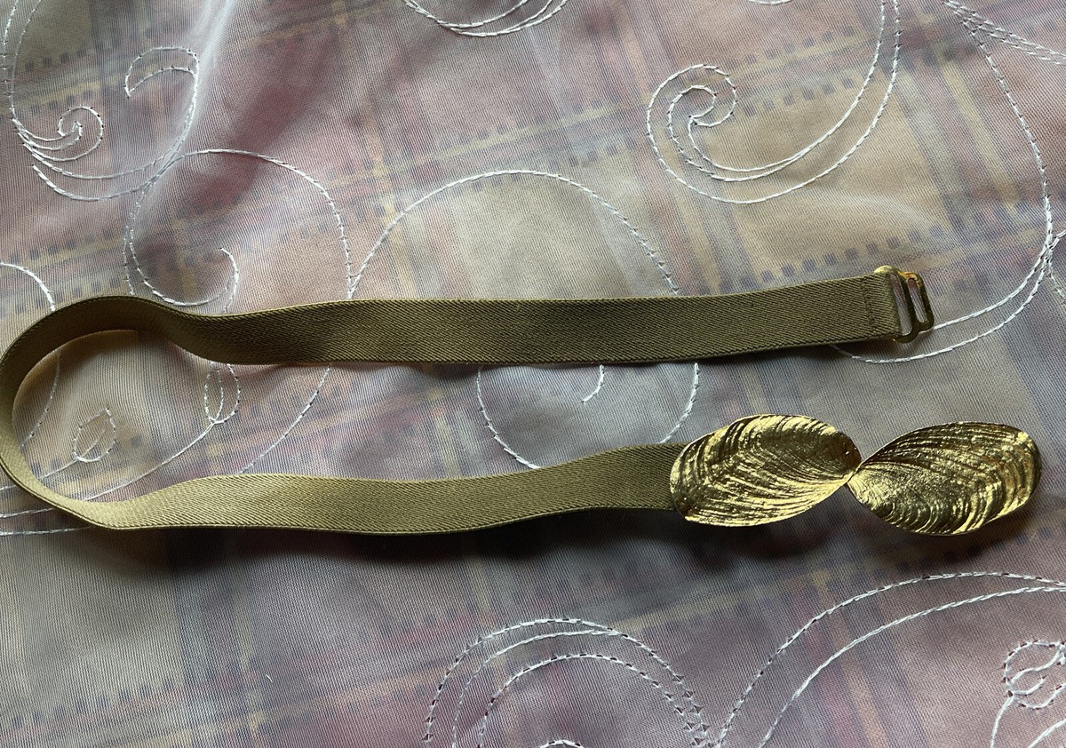 Vintage BERGERE Original Stretch Tan Belt Strap with Gold  display picture 1