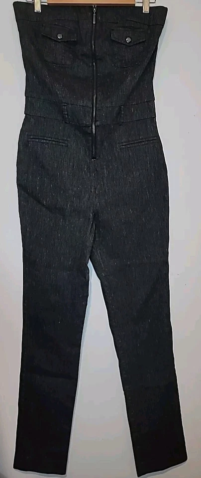Mono BEBE Para Mujer 29 Denim Y2K De Colección Tubo Sin Tirantes Jean Negro Medio Elastizado Foto 2 de 4