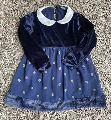 Abito Bambina Velluto Blu Marino Gianfranco Ferré