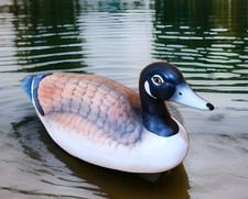 Ceramic Duck Figurine Decoy Style Hand Painted Wildlife Decor 9''x 4''