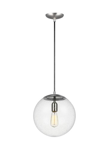 Leo - Hanging Globe 13" Pendant Light in Satin Aluminum