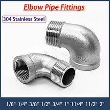 BSPT Female x Male Thread Elbow Connector Stainless Steel Pipes Fittings Adapter