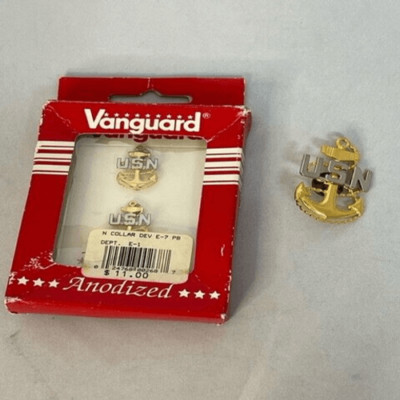 Lot of 3 US Navy Anchor Cap Device V-21-N(2) 5/8'' x 1'' Vanguard (1) 2'' x 1.25''