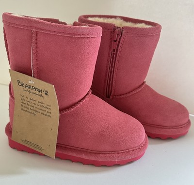 Bearpaw Zip Boot Elle Toddler Zipper Party Pink Girls 8 New