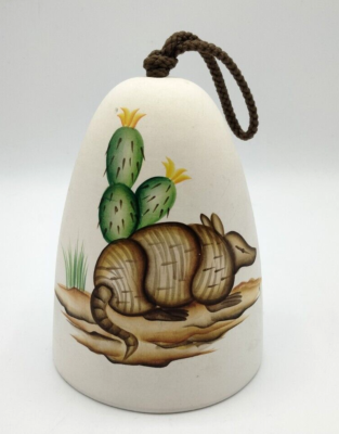 Vintage Hand-painted Armadillo Cactus Pottery Windchime Sandstone  Southwestern