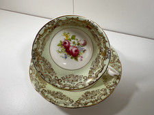 Foley  Pale green Floral Cup and Saucer in Excellent Condition 1930-1936