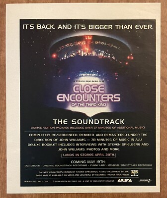 1998 Close Encounters Of The Third Kind Soundtrack Album Re-Release 90s Print Ad