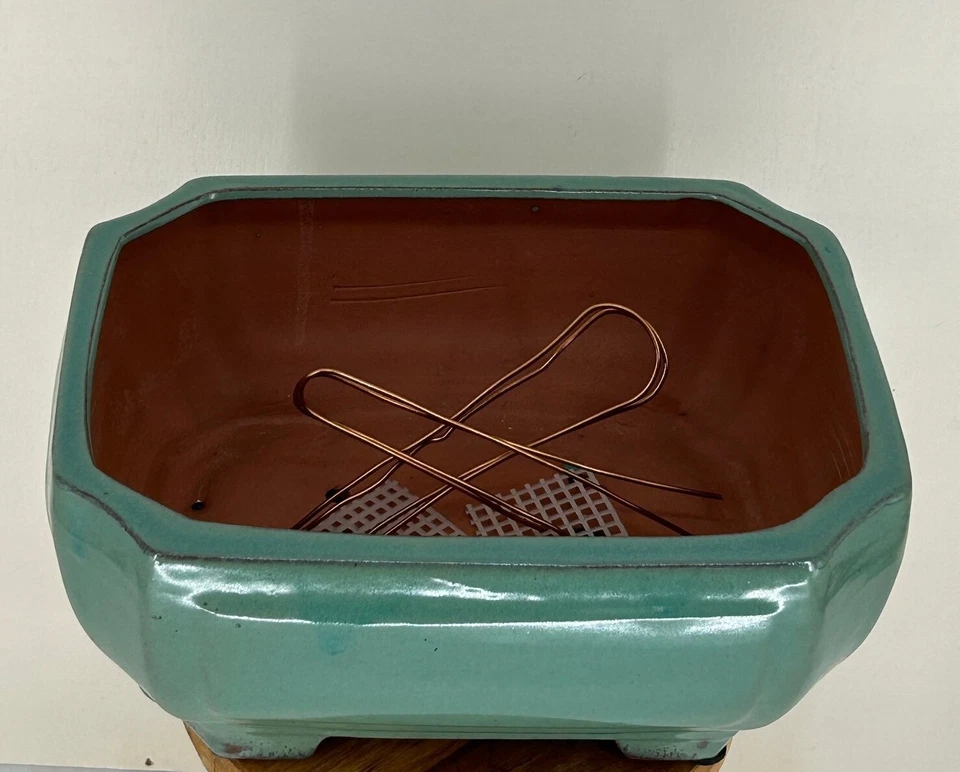 Light Green Ceramic Bonsai Pot. Rectangle. Professional Series 10" x 8" x 4" OD - Image 2 of 3