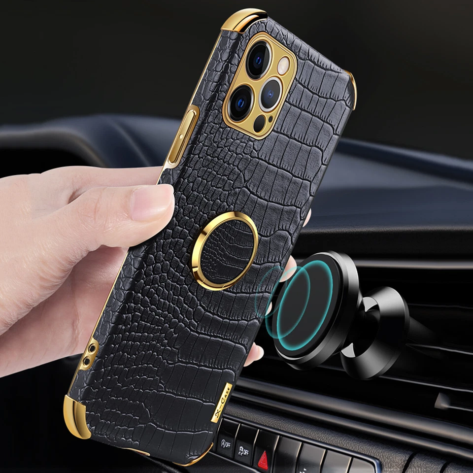 For iPhone 13 14 15 16 Pro Max 11 XS 7 8 Leather Soft Back Stand Shockproof Case - Image 4 of 4