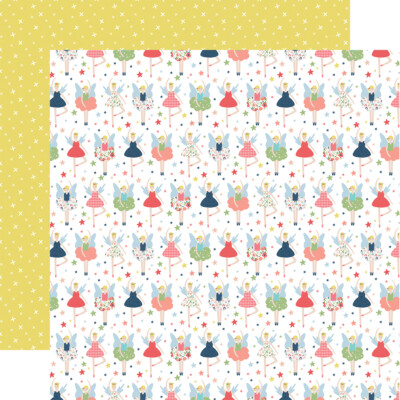 2 Sheets of Echo Park Paper LITTLE DREAMER GIRL 12x12 Cardstock - FAIRY FRIENDS