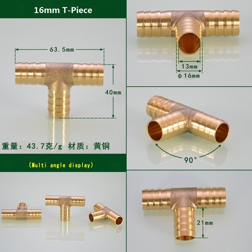 Brass Barbed Hose Joiner Splitter Connector Air Fuel Water Gas Pipe Tubing6-19mm - Picture 25 of 30