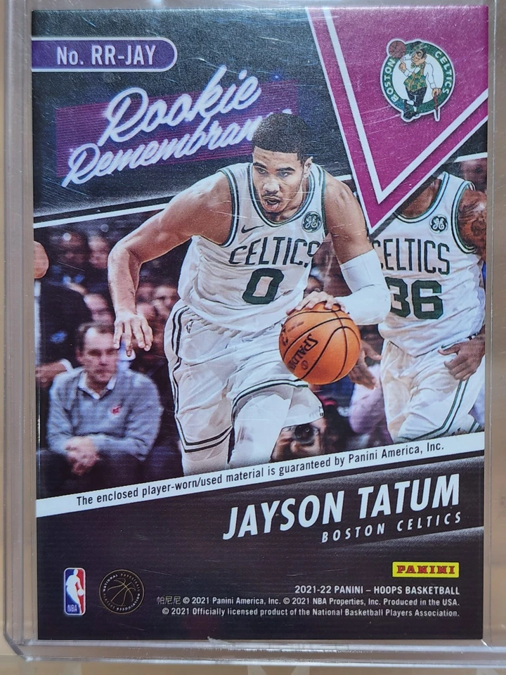 Jayson Tatum 2022 Panini Rookie Remembrance Celtics Swatch Card RR-JAY - Image 2 of 2