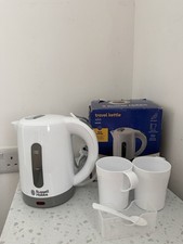 Russell Hobbs Travel Kettle 0.85L White Compact+Cups Boxed UNUSED (Cracked Base)