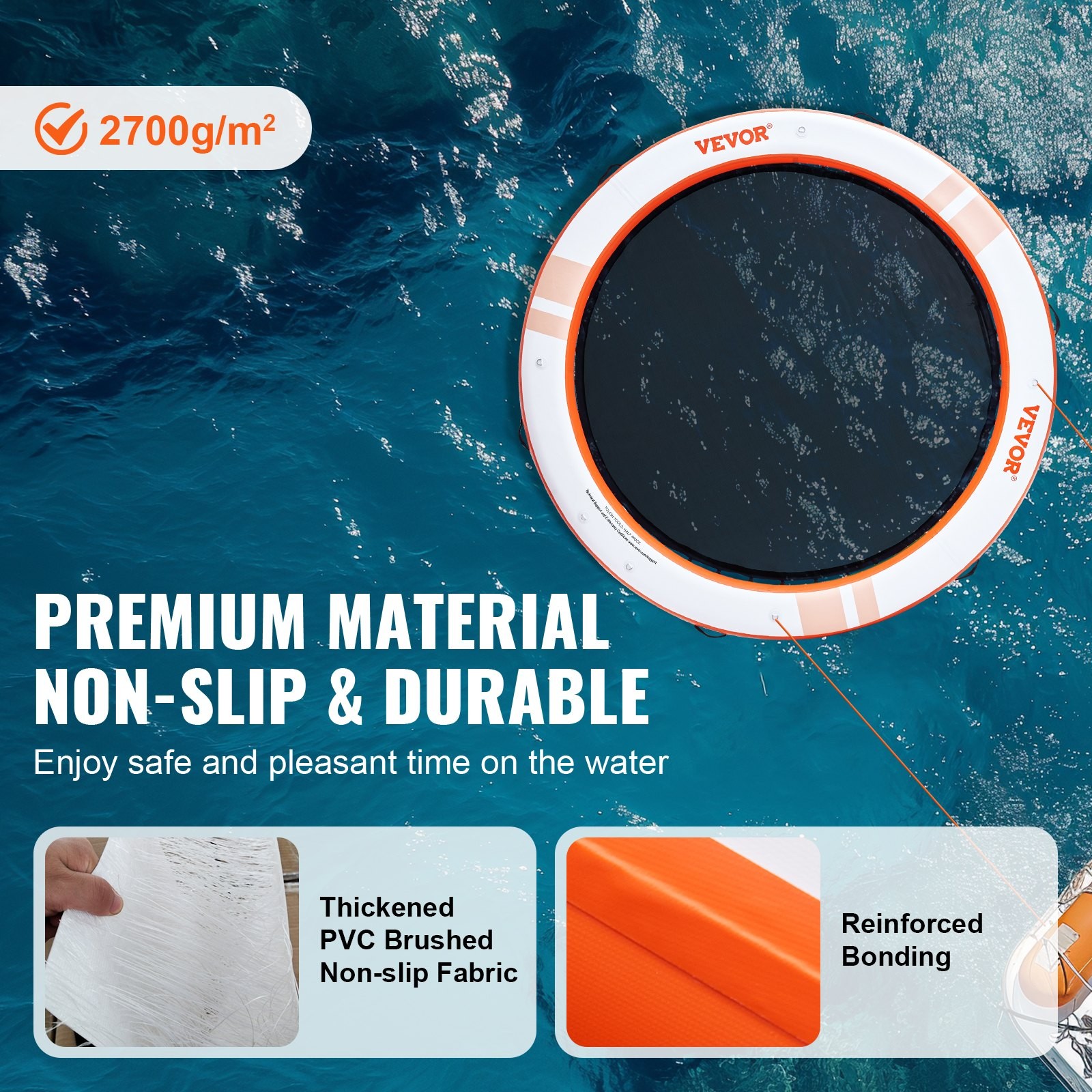 Inflatable Floating Dock, ø10FT Inflatable Dock Platform with ø8FT Trampoline Me