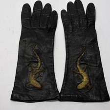 Andre Van PierVintage silk lined Capeskin Gloves w/ Embroidered Lizards 7.5 DD80