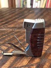 Xikar Pipe Lighter with Cleaning Attachments - Burl and Polished Metal